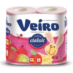 Туалетная бумага Veiro Classic 2сл 4шт Розовая, 5с24р